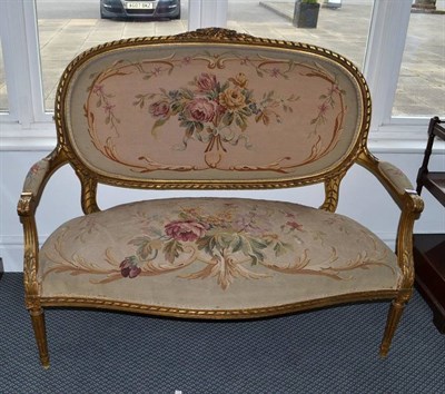 Lot 899 - A Louis XVI-Style Gilt Sofa, 128cm wide