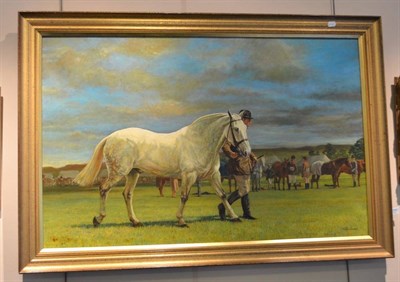 Lot 1000 - Phillip Sanders (20th/21st century)  An equestrian event, with a gentleman leading a grey horse...