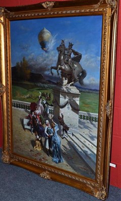 Lot 1001 - L* Geldhardt (20th/21st century)  Montgolfier brother's balloon flight from Versailles Signed,...