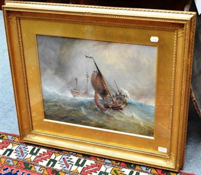 Lot 1010 - Barlow Moore (fl.1863-1891)  ";Pink making for the Elbe, dirty weather in the offing"; Signed, also