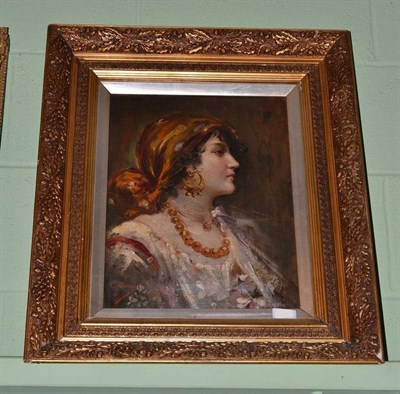 Lot 1019 - G* Quiriei ( 19th/20th century)  Portrait of a Continental lady, head and shoulders, in profile...