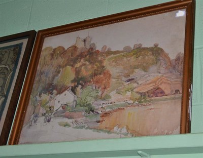 Lot 1022 - Sir Alfred East R.A., R.I., P.R.B.A., R.E (1849-1913) A view of Knaresborough Watercolour,...