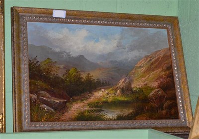 Lot 1030 - George Bates (ex.1883-1887) A mountainous landscape with sheep grazing  Signed and dated 1888,...