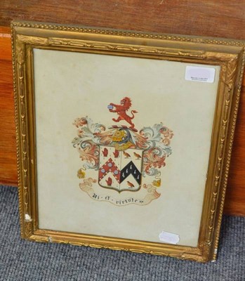 Lot 1034 - English School (early 20th century) An heraldic coat of arms for J L Burns Lindow ";Vi et Virtute"