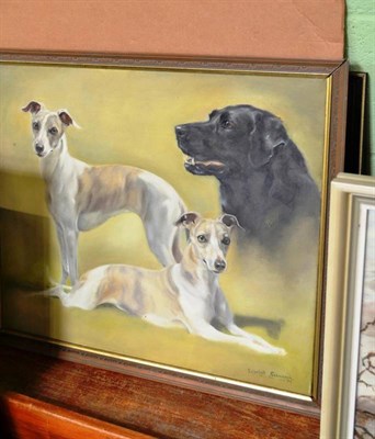 Lot 1042 - Elizabeth Scrivener (20th/ 21st century)  A study of Italian Greyhound and Black Labrador...