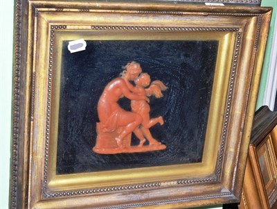 Lot 1054 - An Early 19th Century Wax Relief of a Lady and Child, 25cm by 29cm   Ex. Renishaw Hall