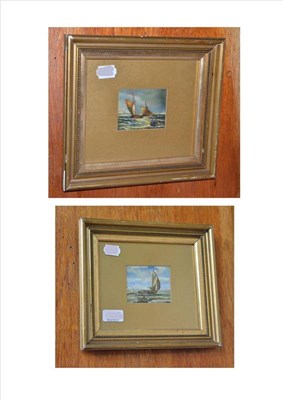 Lot 1056 - English School (20th century) A pair of seascapes Oil on board, each 7cm by 8.5cm (2)