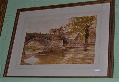 Lot 1059 - Follower of James Aitken (19th/20th century) Figures on a bridge  Bears signature, watercolour,...