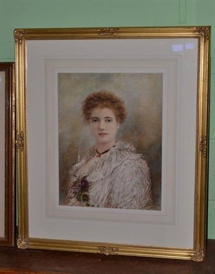 Lot 1070 - Alice Renshaw (ex.1881-1892)  Portrait of a lady, head and shoulders Watercolour, 46cm by 36cm