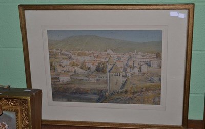 Lot 1073 - Arthur Reginald Smith R.W.S., R.S.W., A.R.C.A (Lon) (1871-1934) An Italian town with mountains...