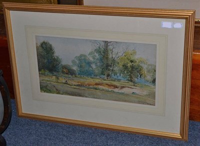 Lot 1076 - Arthur Reginald Smith R.W.S., R.S.W., A.R.C.A, (Lond.) (1871 -1934)  Open landscape with...