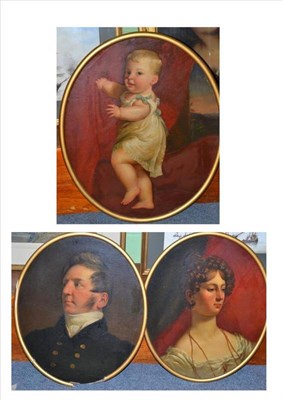 Lot 1077 - English School (early 19th century)  A set of three oval portraits of the Raxton Family Oil on...