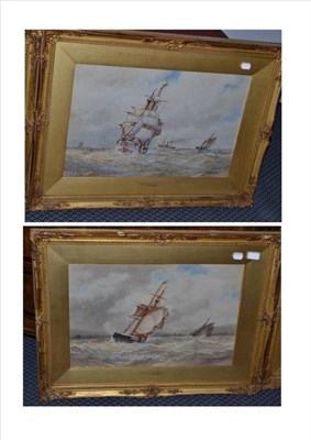 Lot 1084 - Frederick James Aldridge (1850-1933)  ";Making for Harbour"; ";Shortening Sail";  Each signed,...