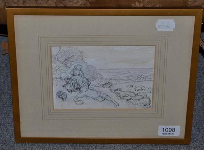 Lot 1098 - Myles Birket Foster RWS (1825-1899)  ";Little Boy Blue"; Pencil, preparatory unfinished...