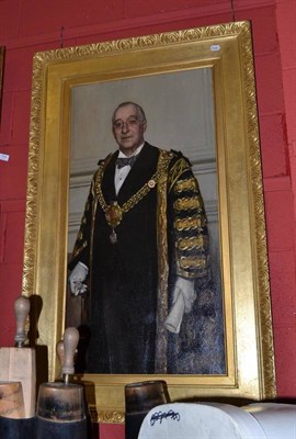 Lot 1126 - English School (20th/21st century)  Portrait of a Lord Mayor  Oil on canvas, 101cm by 52cm