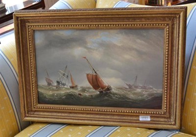 Lot 1151 - William Daniel Penny (1834-1924)  Fishing boats and other shipping in a swell Signed and dated...