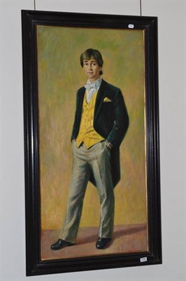 Lot 1159 - Roger Noakes (20th/21st century) Portrait of his son, Jonathan Noakes, wearing his Eton uniform...