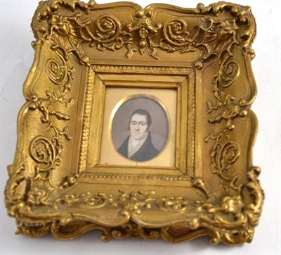 Lot 1169 - 19th Century English school, a miniature of a gentleman in a gilt frame and oval mount 7cm by 5cm