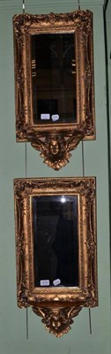 Lot 1219 - A Pair of Gilt Mirrors, of recent date with bevel glass plates, height 70 cm