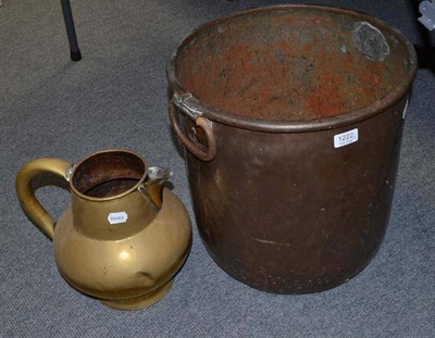 Lot 1222 - A Copper Log Bin, 42 cm high and a Large Brass Jug,28 cm high