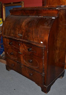 Lot 1225 - A 19th Century Continental Mahogany Cylinder Bureau, 108cm wide