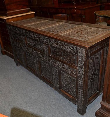 Lot 1227 - A 17th Century Oak Dower Chest, 175cm wide  Ex. Renishaw Hall