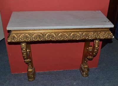 Lot 1230 - A Giltwood and Gesso Marble Top Console Table, 80cm wide