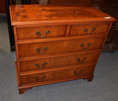 Lot 1235 - A Four Height Yewwood Veneered Chest of Drawers, 85cm wide