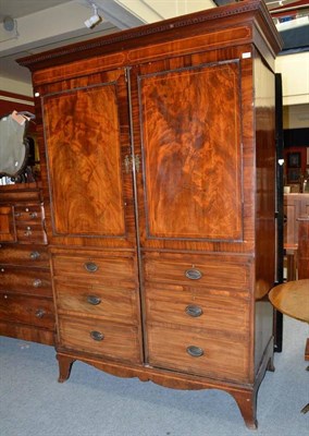 Lot 1266 - A George IV Mahogany Wardrobe, with dentil cornice and bracket feet, 148cm wide