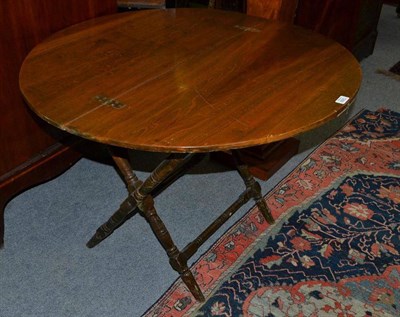 Lot 1268 - A Folding Campaign Table, with label Thorton & Herne 13 Little Cadogan Place, Pont Street, S.W,...