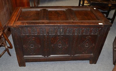 Lot 1274 - An 18th Century Blanket Chest, with carved decoration, 105cm wide