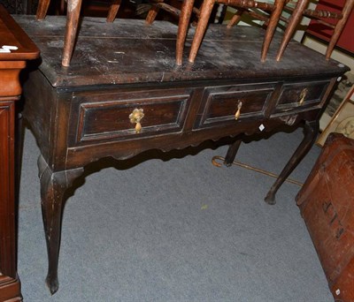 Lot 1282 - An 18th Century Style Oak Three Drawer Dresser, 147cm wide