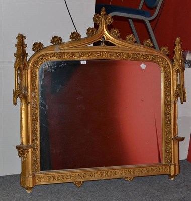 Lot 1286 - A Gilt and Gesso Gothic Revival Overmantel Mirror, 122cm wide