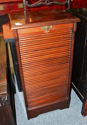 Lot 1291 - An Edwardian Mahogany Tambor Front Cabinet, 48cm wide