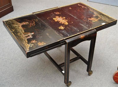 Lot 1304 - An Early 20th Century Japanned Trolley, with folding leaves, 100cm extended   Ex. Renishaw Hall