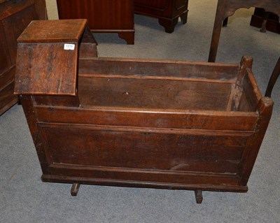 Lot 1315 - An 18th Century Joined Oak Cradle, with canopy top, 95cm long