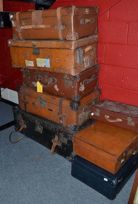 Lot 1318 - A Quantity of Leather Travelling Chests/Luggage, of assorted sizes   Ex. Renishaw Hall