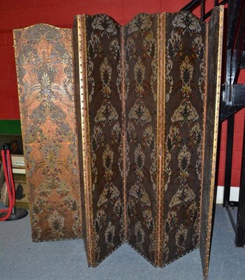 Lot 1319 - An Embossed 19th Century Dutch Six Panel Screen, height 200cm   Ex. Renishaw Hall