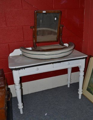 Lot 1323 - A Victorian Painted Pine Dressing Table, 106cm wide; A Victorian Mahogany Toilet Mirror; and A 19th