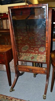 Lot 1336 - A Late George III Mahogany Adjustable Cheval Mirror, height 160cm