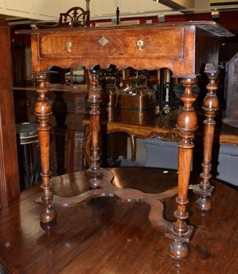 Lot 1347 - A 17th Century Style Walnut and Feather Banded Dressing Table, with single frieze drawer above...