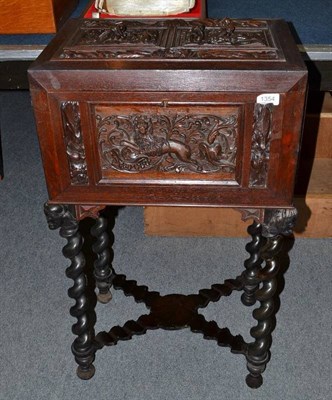 Lot 1354 - A 17th Century Style Carved Teapoy on Stand, width 54cm