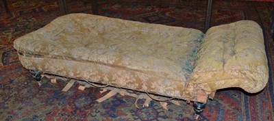 Lot 1363 - A Victorian Couch/Day Bed, upholstered in gold floral fabric, 170cm long   Ex. Renishaw Hall