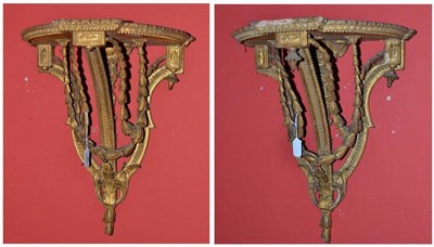 Lot 1364 - A Pair of 19th Century Carved Giltwood and Gesso Wall Brackets, in French style, height 45cm