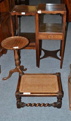 Lot 1365 - Two Georgian Bedside Stands; A Footstool; and A Tripod Table (4)