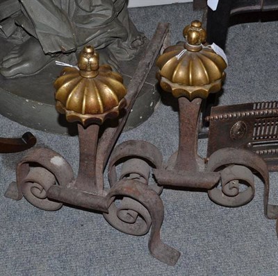 Lot 1405 - A Pair of Venetian Brass Andirons