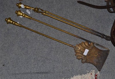 Lot 1406 - Three Georgian Brass Fire Irons