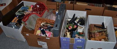 Lot 1408 - Ten Boxes of Assorted Toys, Glassware, Ornamental Items, Postcards, Mah Jong Set etc