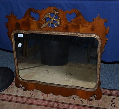 Lot 1415 - A George II Style Yewwood Veneered and Parcel Gilt Mirror, height 69cm