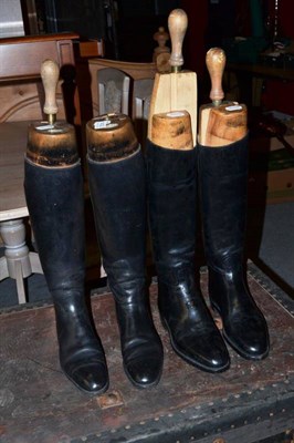 Lot 1432 - A Pair of Lady's Black Leather Hunting Boots, possibly size 5, with beech trees; and A Pair of...